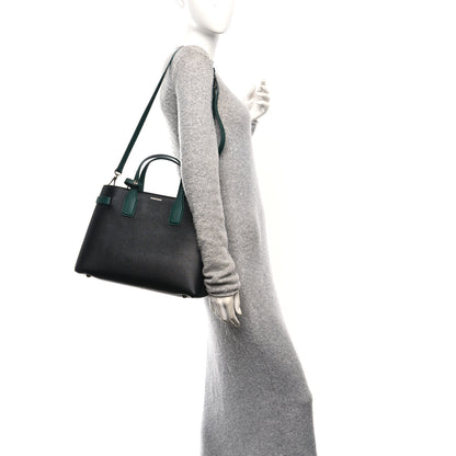 Burberry Derby Calfskin House Check Medium Banner Tote Black Sea Green 2 of 11