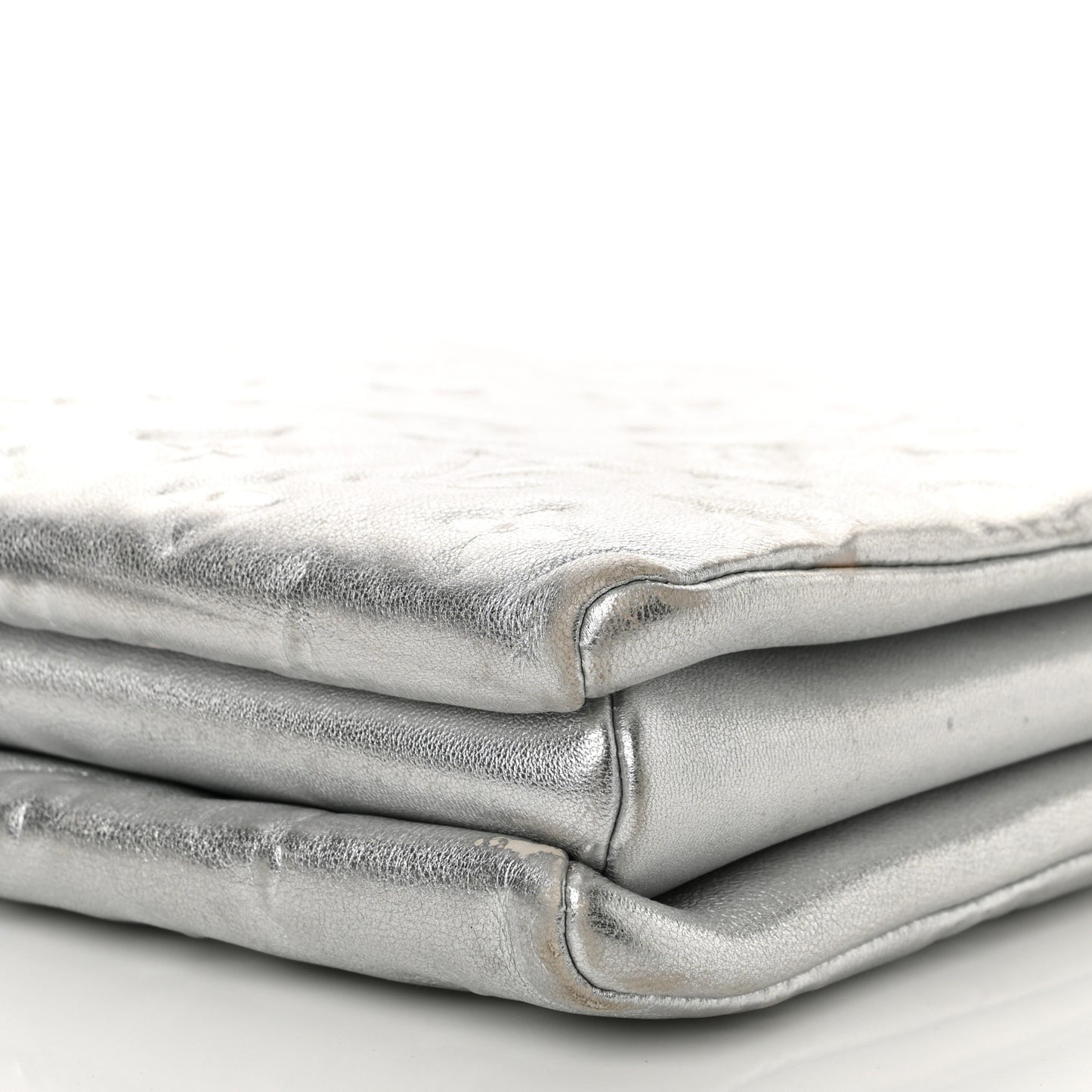 Metallic Lambskin Embossed Monogram Coussin PM Silver