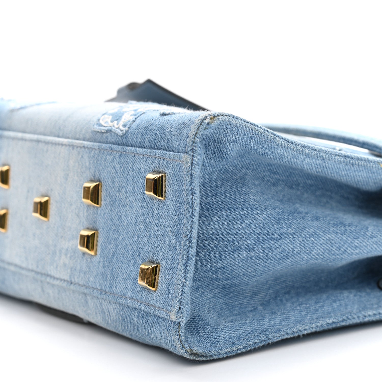 Valentino Garavani Denim Butterfly Small My Rockstud Frame Bag Light Blue 9 of 9