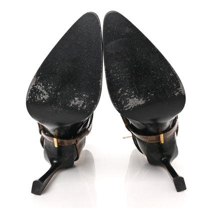 Fendi Glossy Neoprene Glazed Fabric FF FFrame Short Boots 38 Black Tobacco Moro 5 of 7