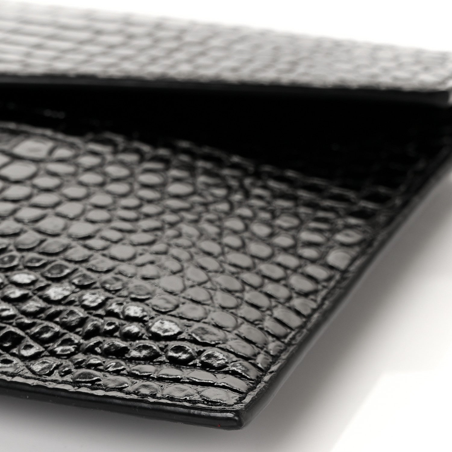 Saint Laurent Calfskin Crocodile Embossed Uptown Monogram Pouch Black 8 of 8