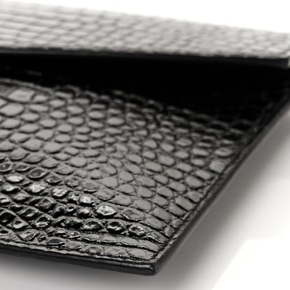 Saint Laurent Calfskin Crocodile Embossed Uptown Monogram Pouch Black 8 of 8