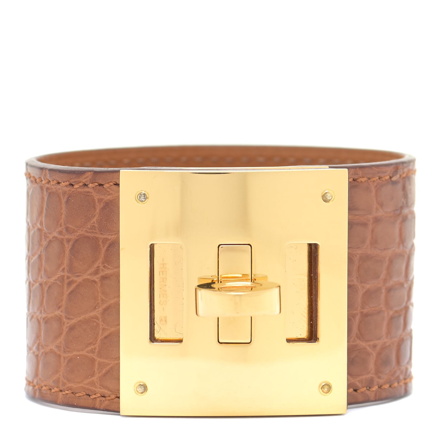 Hermes Matte Alligator Kelly Dog Bracelet T2 Alezan 1 of 7