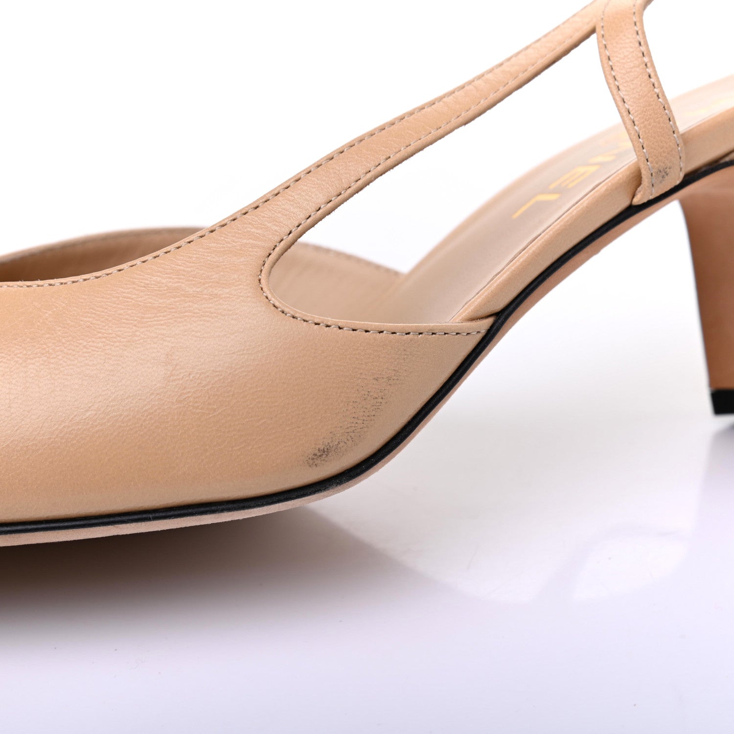 Chanel Goatskin Grosgrain Cap Toe CC Slingback Pumps 39.5 Beige Black 13 of 14