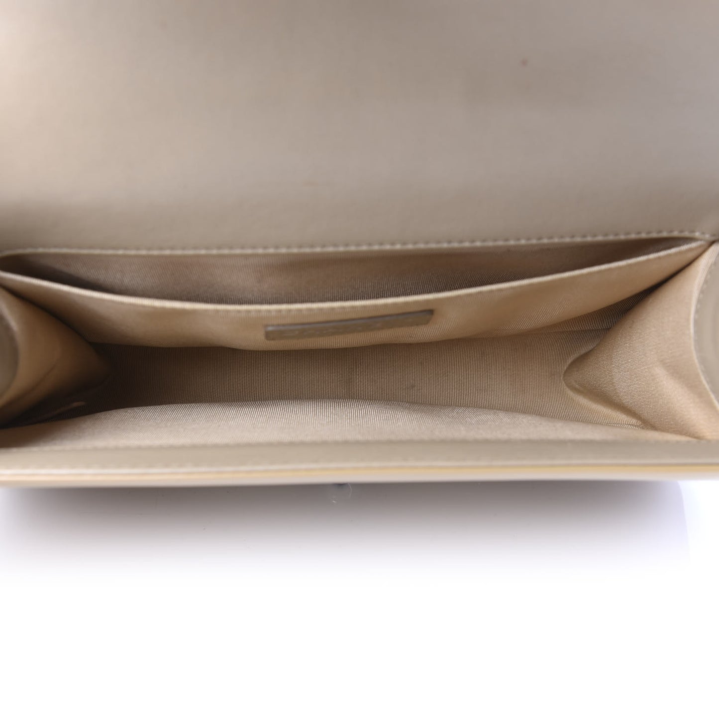 Patent Calfskin Enamel Quilted Medium Boy Flap Beige