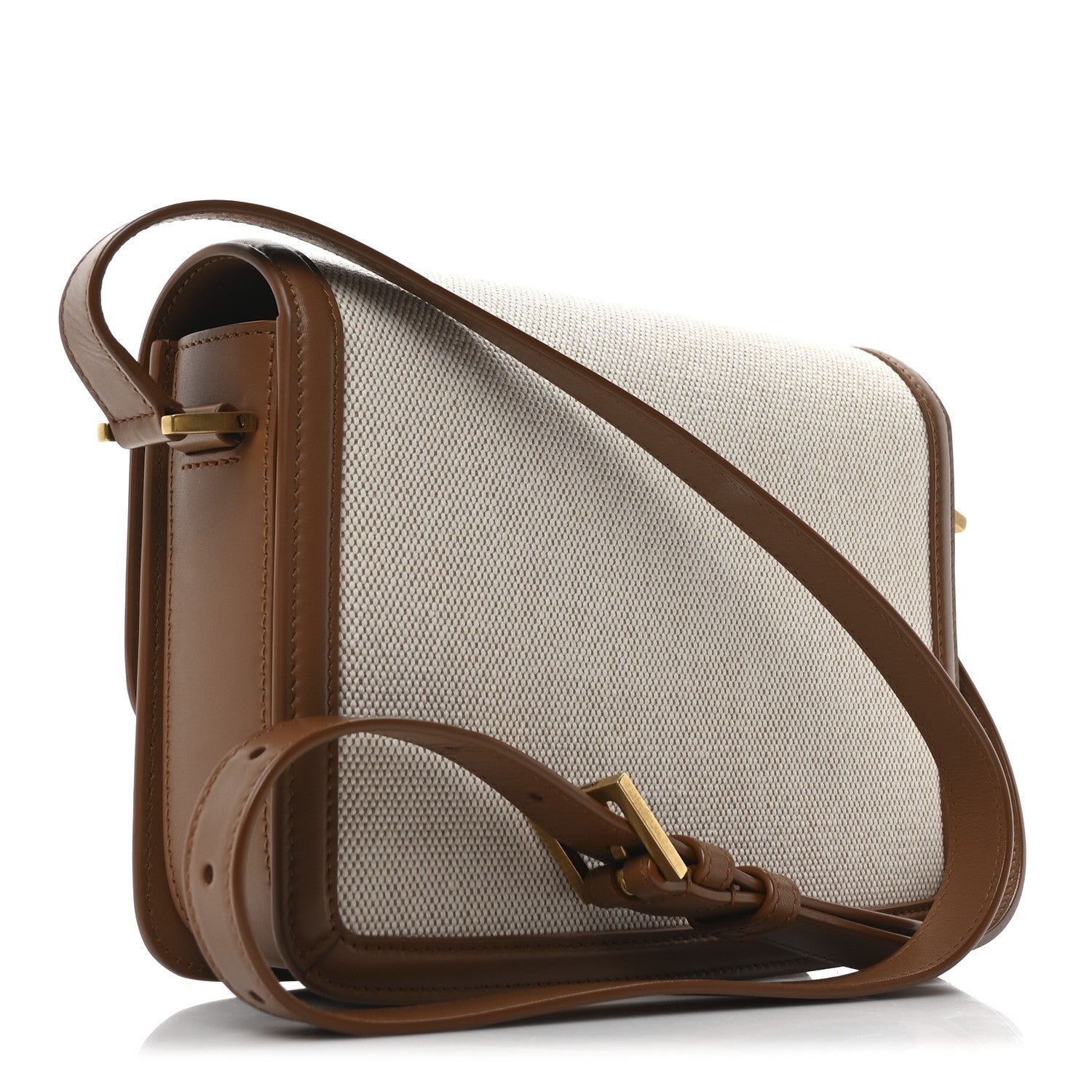 Saint Laurent Canvas Calfskin Medium Solferino Satchel Beige Brick 3 of 9