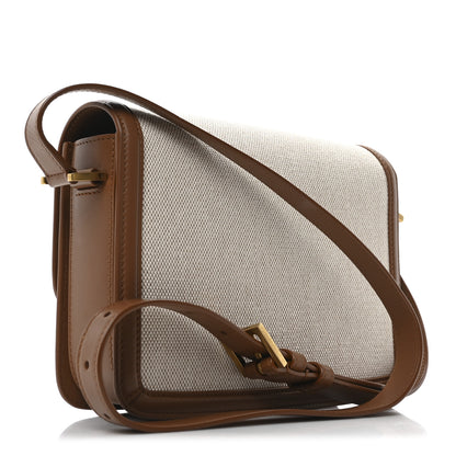 Saint Laurent Canvas Calfskin Medium Solferino Satchel Beige Brick 3 of 9