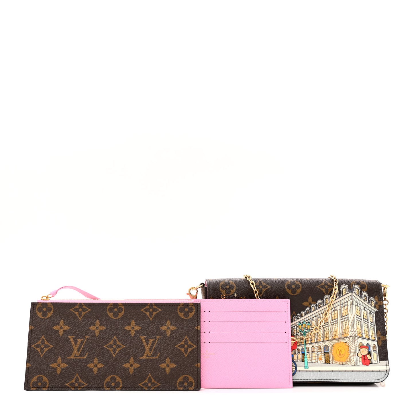 Monogram 2022 Christmas Animation Paris Pochette Felicie Chain Wallet Pink