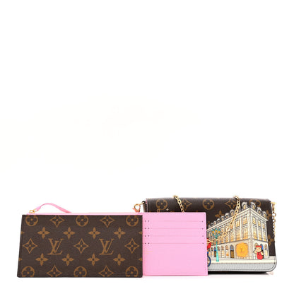 Louis Vuitton Monogram 2022 Christmas Animation Paris Pochette Felicie Chain Wallet Pink 3 of 12