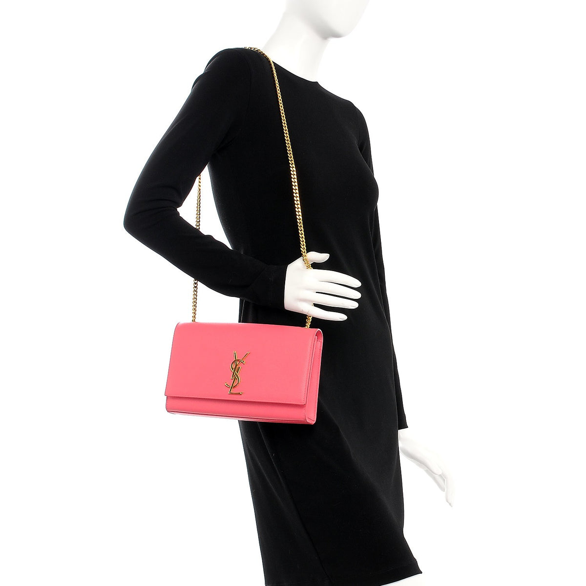 Saint Laurent Grain De Poudre Medium Classic Monogram Kate Satchel Rose Clair 2 of 13