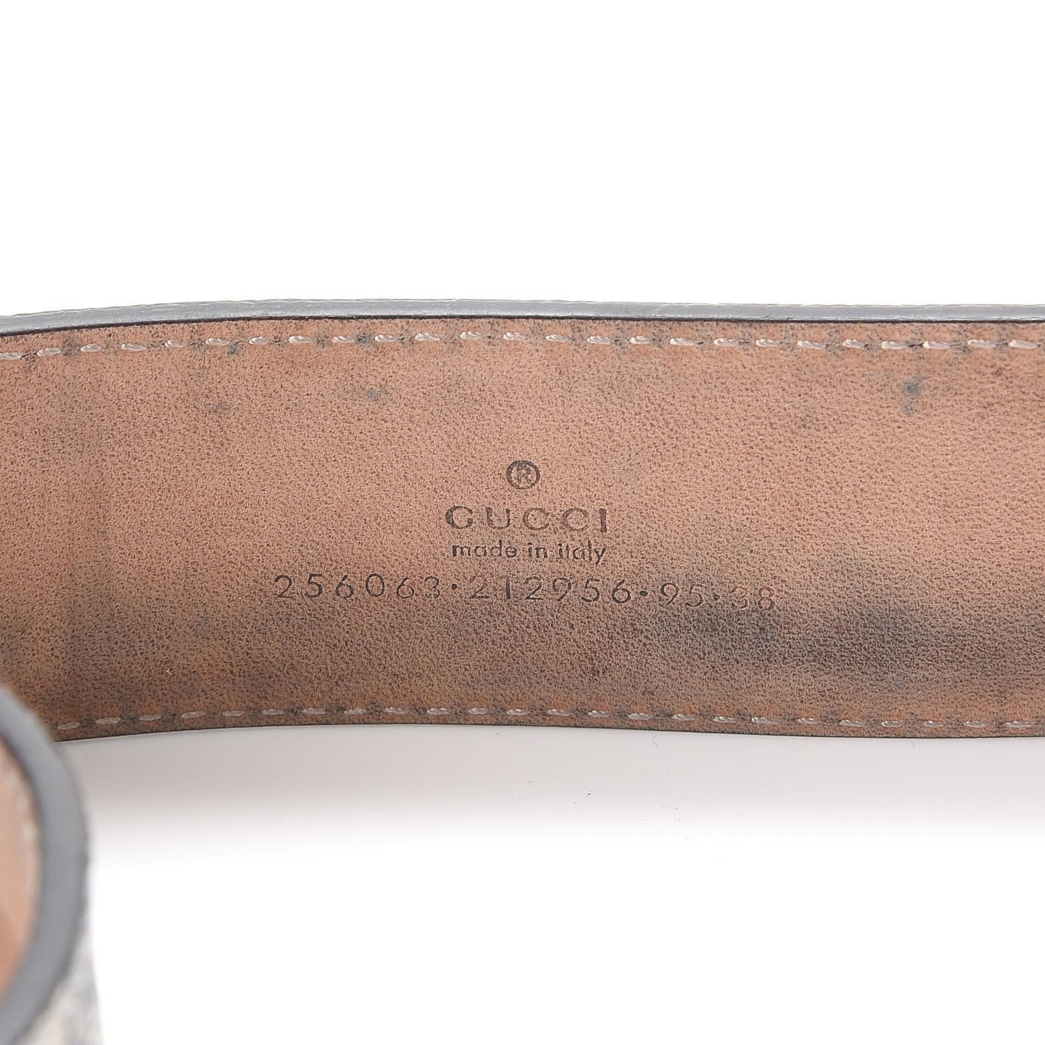 Gucci GG Supremem Monogram Selleria Calfskin Square Spur 40mm Belt 95 38 Beige Blue 6 of 10