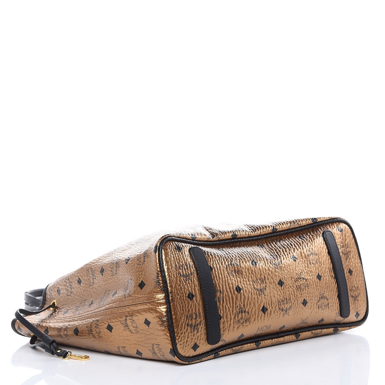 MCM Metallic Visetos Medium Shopper Tote Gold 4 of 9