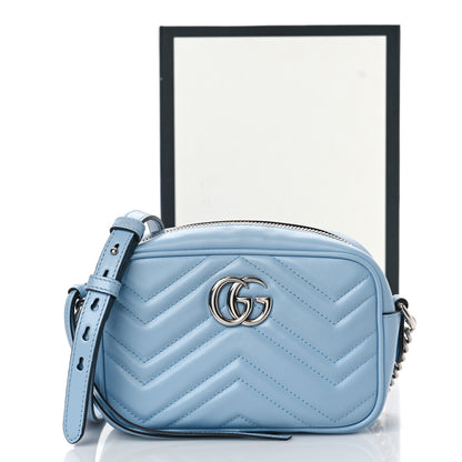 Gucci Calfskin Matelasse Mini GG Marmont Chain Shoulder Bag Porcelain Light Blue 11 of 11