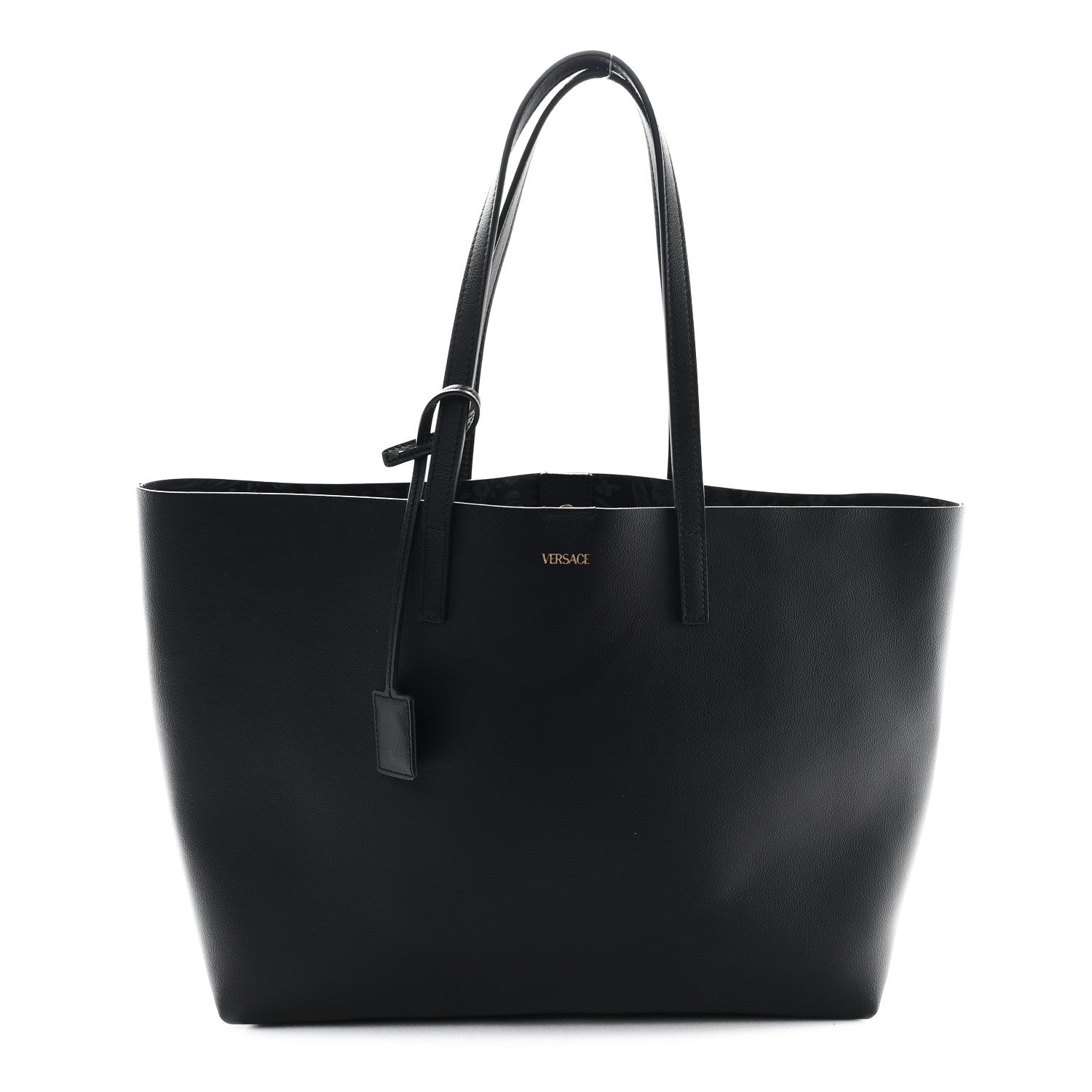 Versace Calfskin Virtus Tote Black 1 of 10