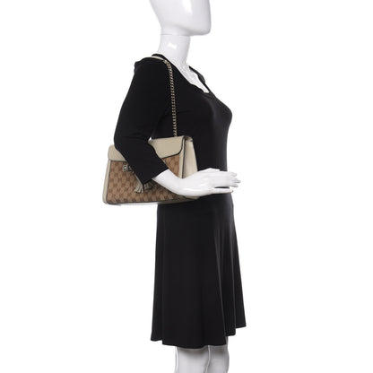 Gucci Monogram Margaux Calfskin Medium Emily Chain Shoulder Bag Beige Ebony Mystic White 2 of 13