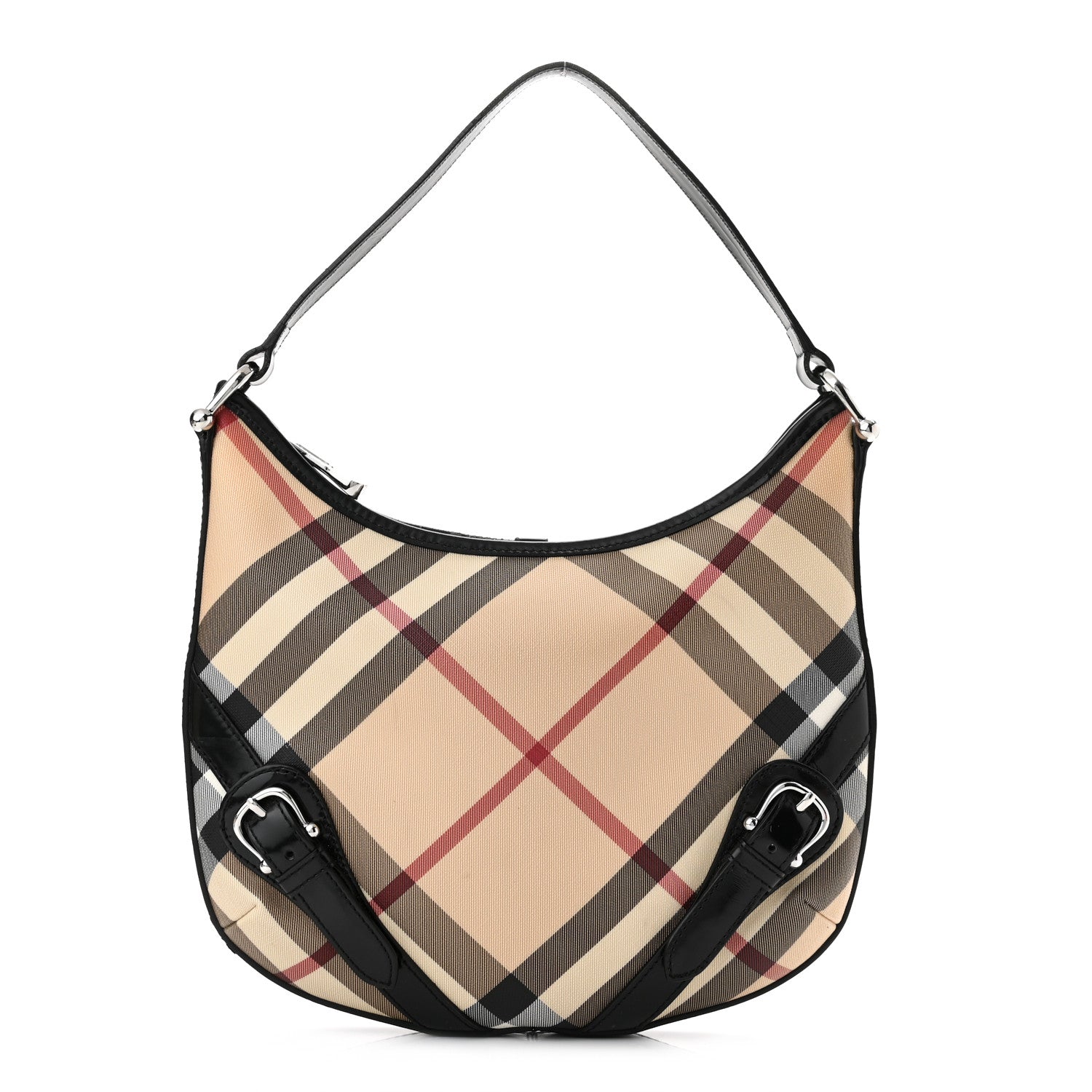 Burberry Supernova Check Buckle Hobo Black 1 of 12