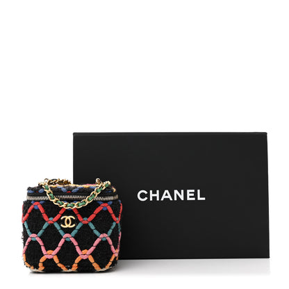 Chanel Tweed Diamond Threaded CC Pearl Crush Mini Vanity Case With Chain Black Multicolor 14 of 14