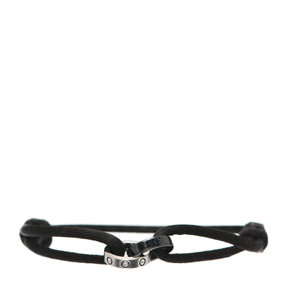 Cartier 18K White Gold Ceramic 4 Diamond LOVE Cord Bracelet Black 1 of 6