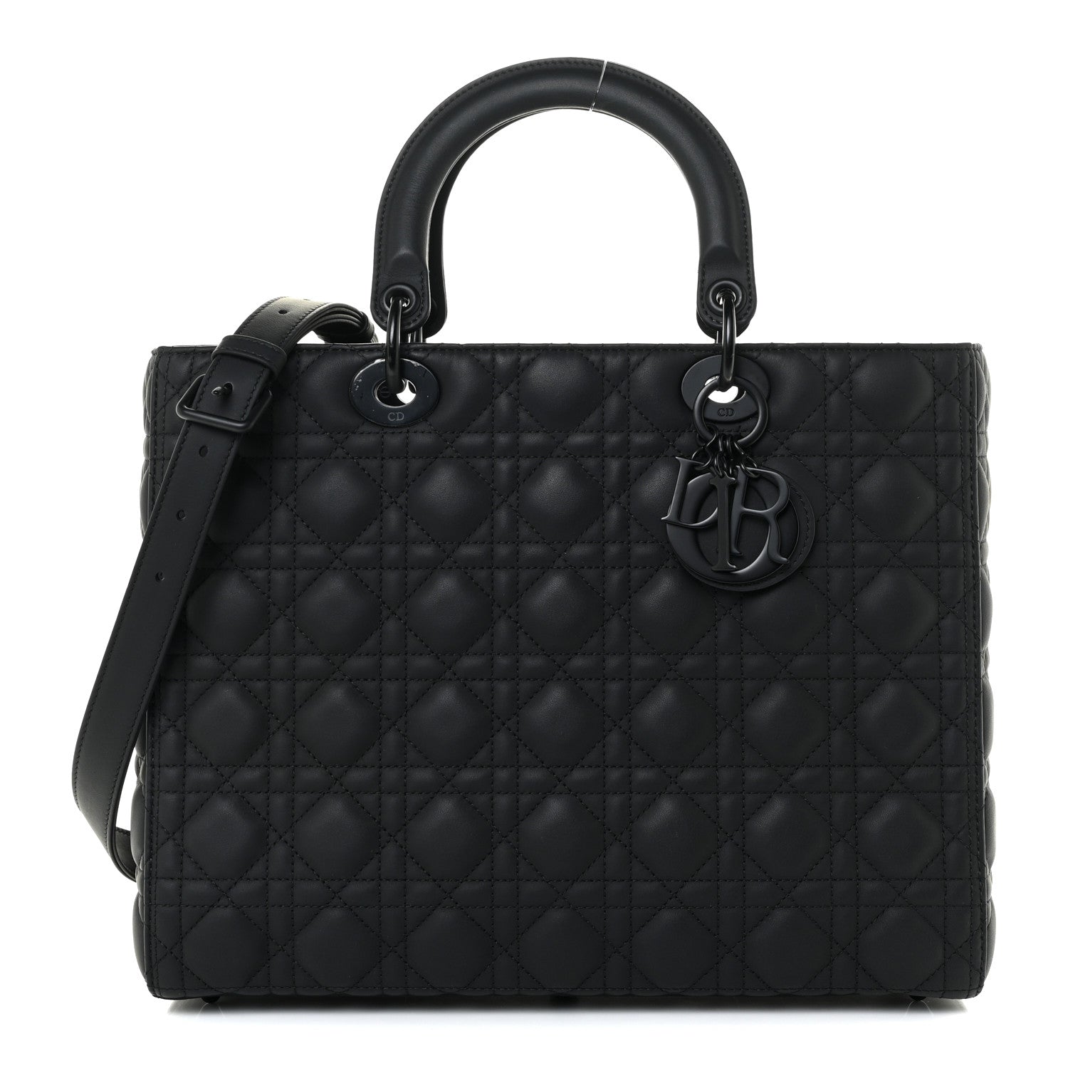 Christian Dior Ultra Matte Calfskin Cannage Large Lady Dior Black 1 of 21