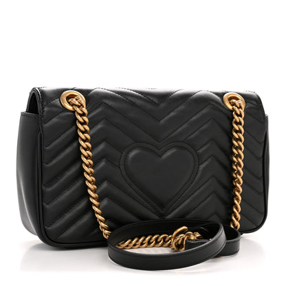 Gucci Calfskin Matelasse Small GG Marmont Shoulder Bag Black 3 of 11