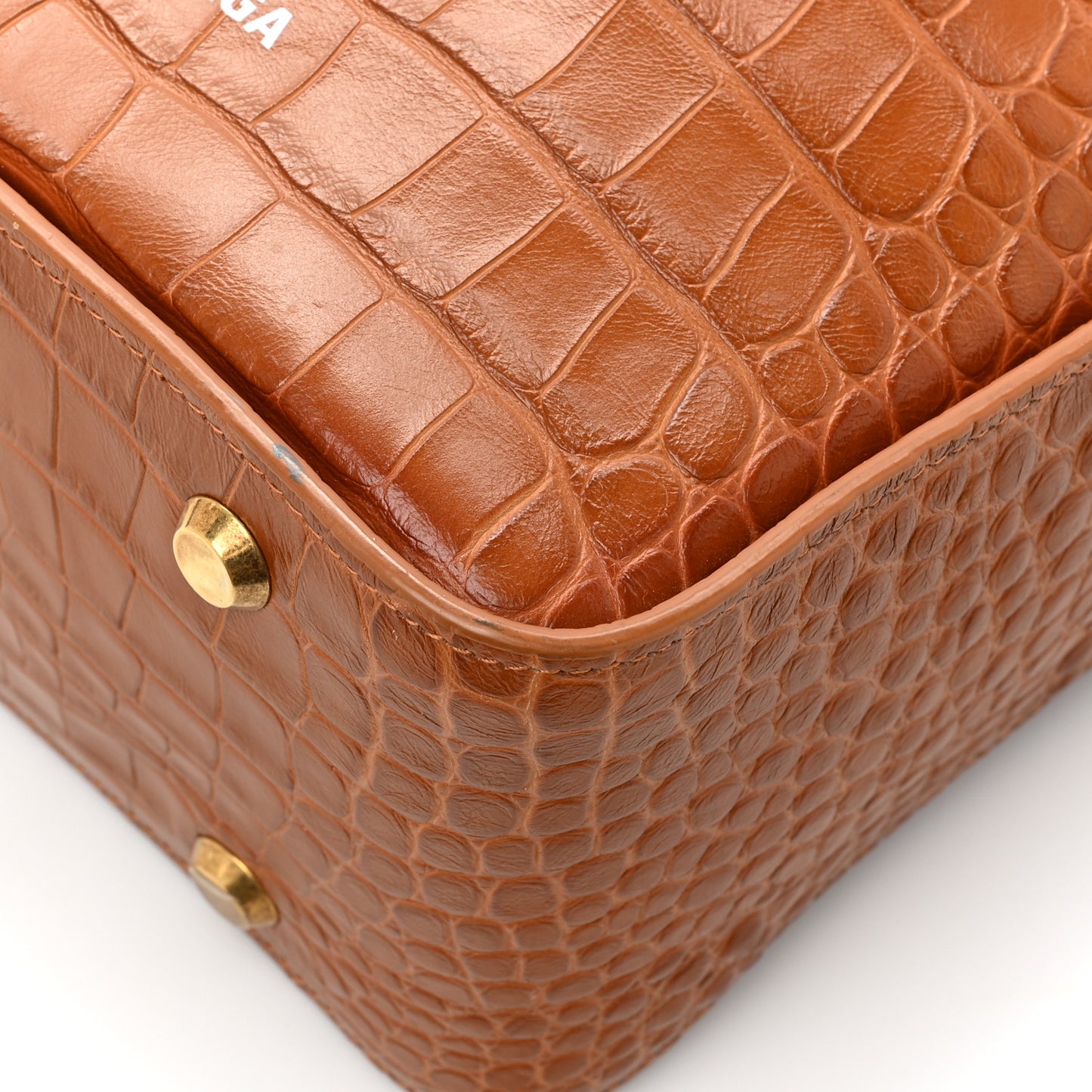 Extra Supple Calfskin Crocodile Embossed Small Tool 2.0 North-South Tote Camel