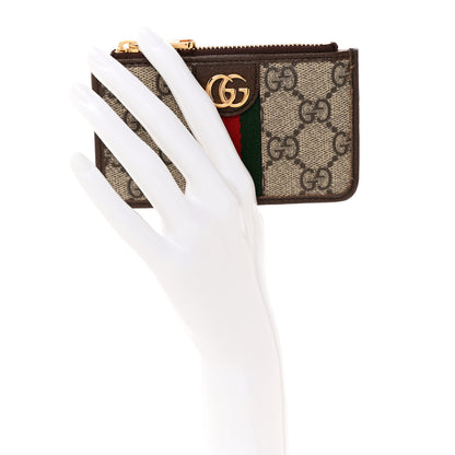 Gucci GG Supreme Monogram Web Ophidia Zip Card Case Brown 2 of 11