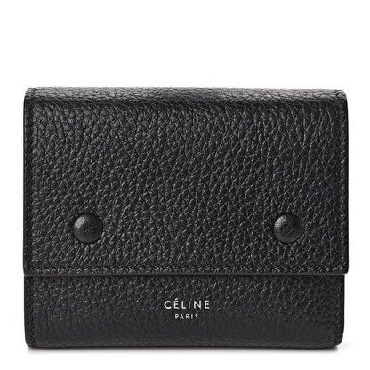 Celine Drummed Calfskin Small Multifunction Folded Wallet Black 1 of 7