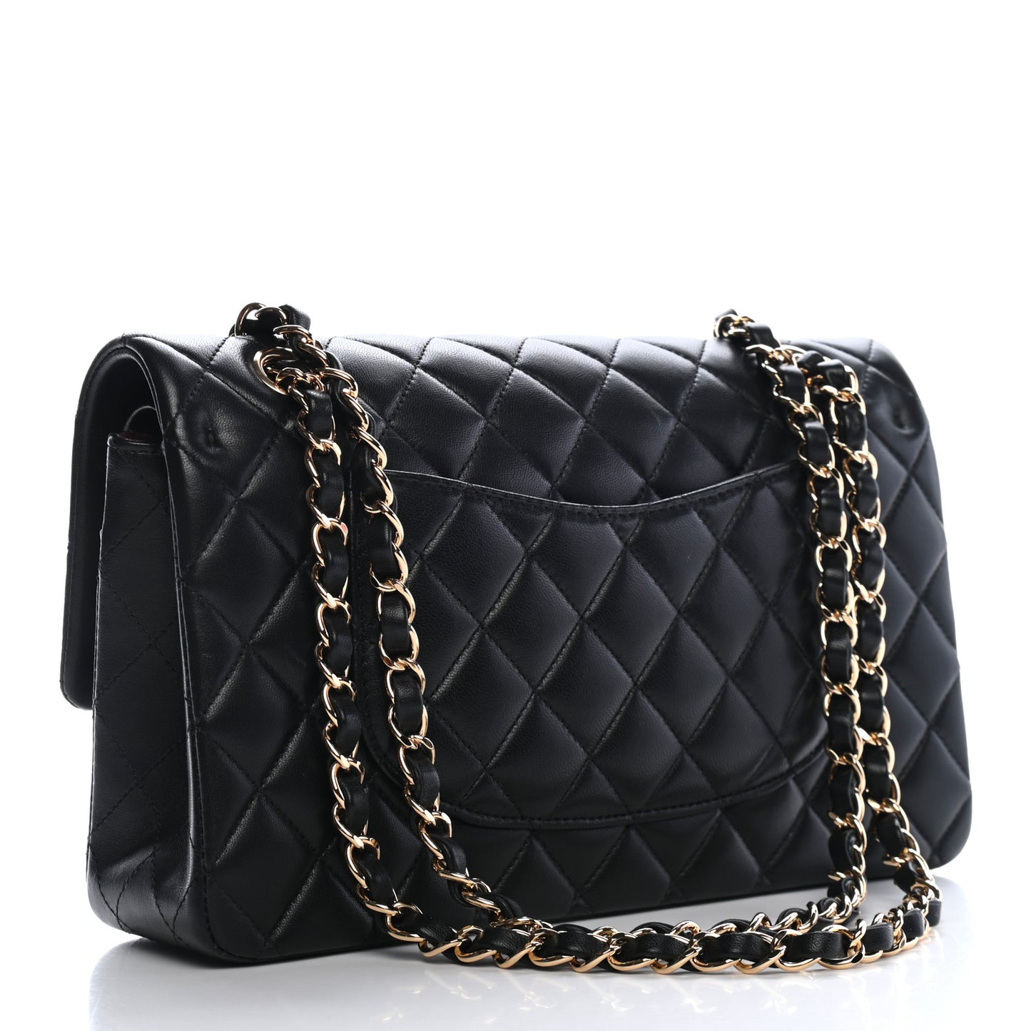 Lambskin Quilted Medium Double Flap Black