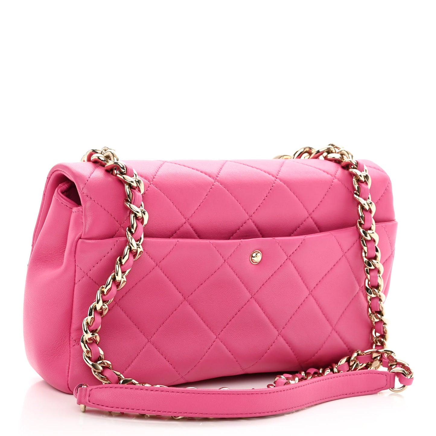 Lambskin Quilted Resin Bi-Color Chain Flap Bag Pink