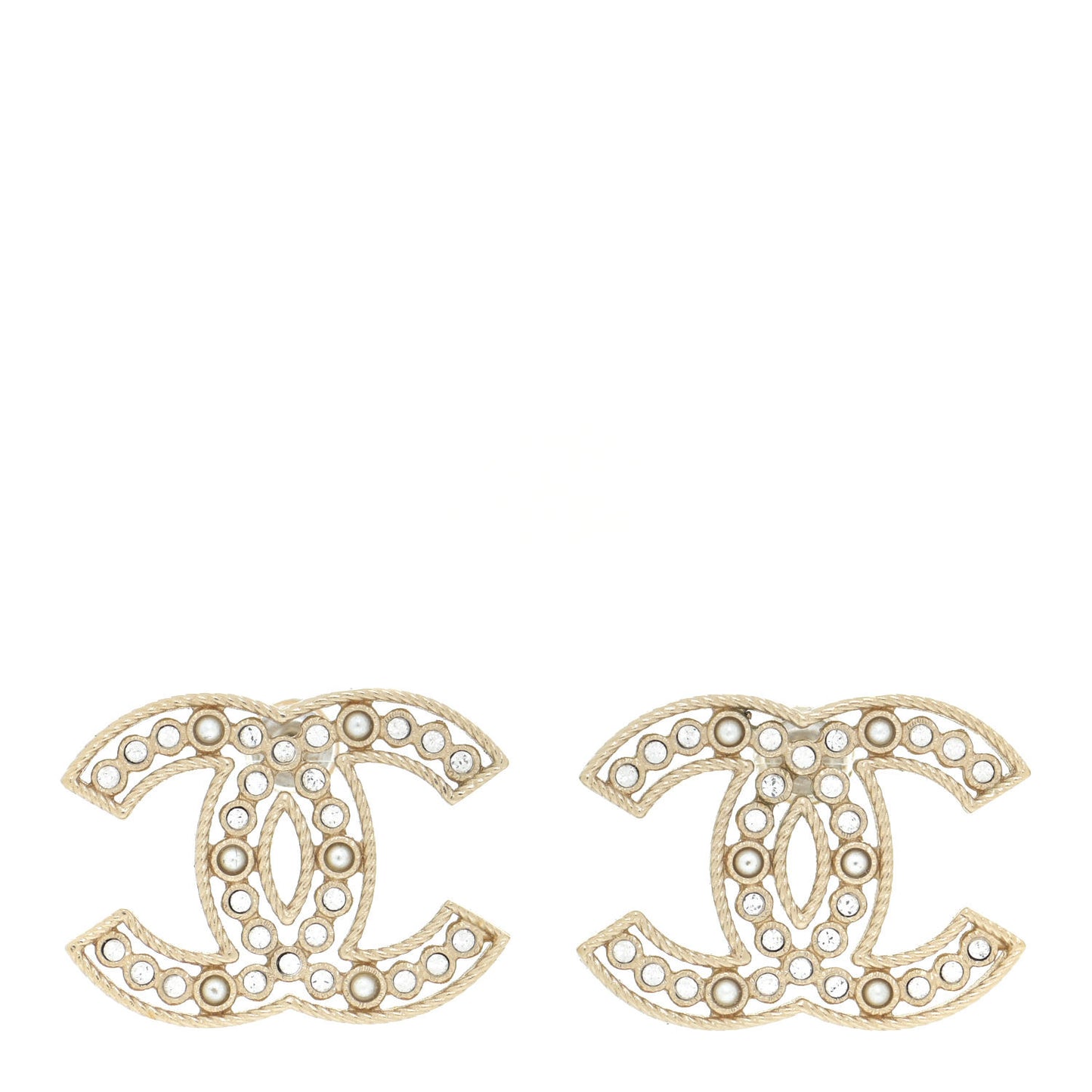 Pearl Crystal Sparkling Pearls CC Earrings Light Gold