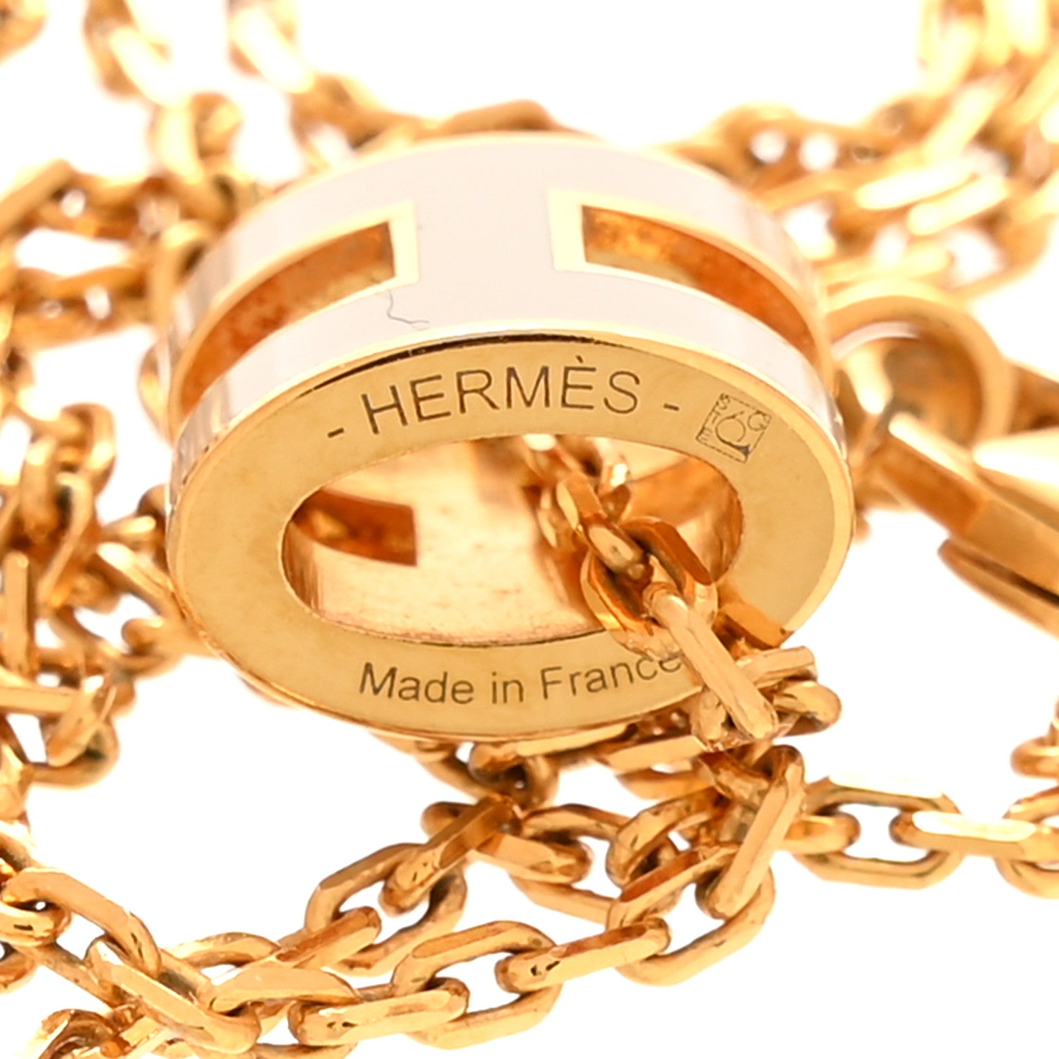 Hermes Lacquered Gold Mini Pop H Pendant Necklace Marron Glace 4 of 7