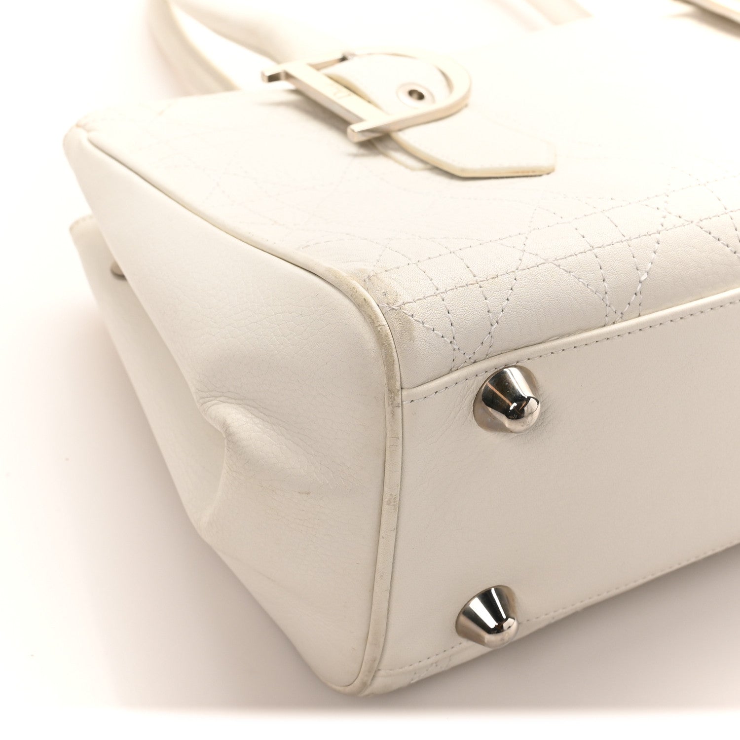 Christian Dior Calfskin Cannage D Buckle East West Tote White 10 of 10
