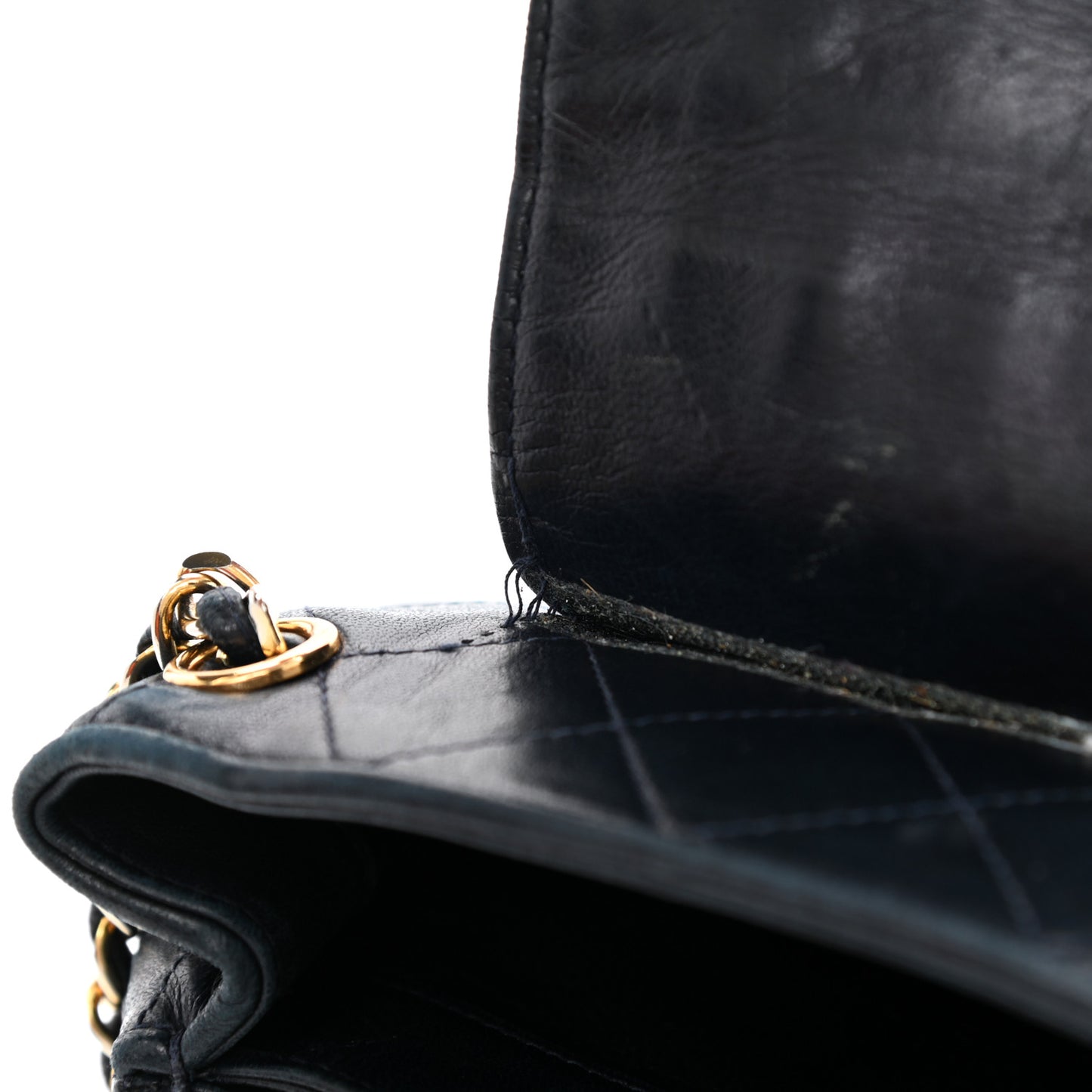Lambskin CC Tassel Shoulder Bag Navy