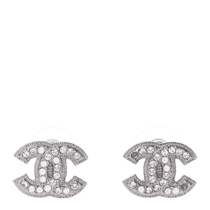 Chanel Crystal CC Earrings Silver 1 of 6