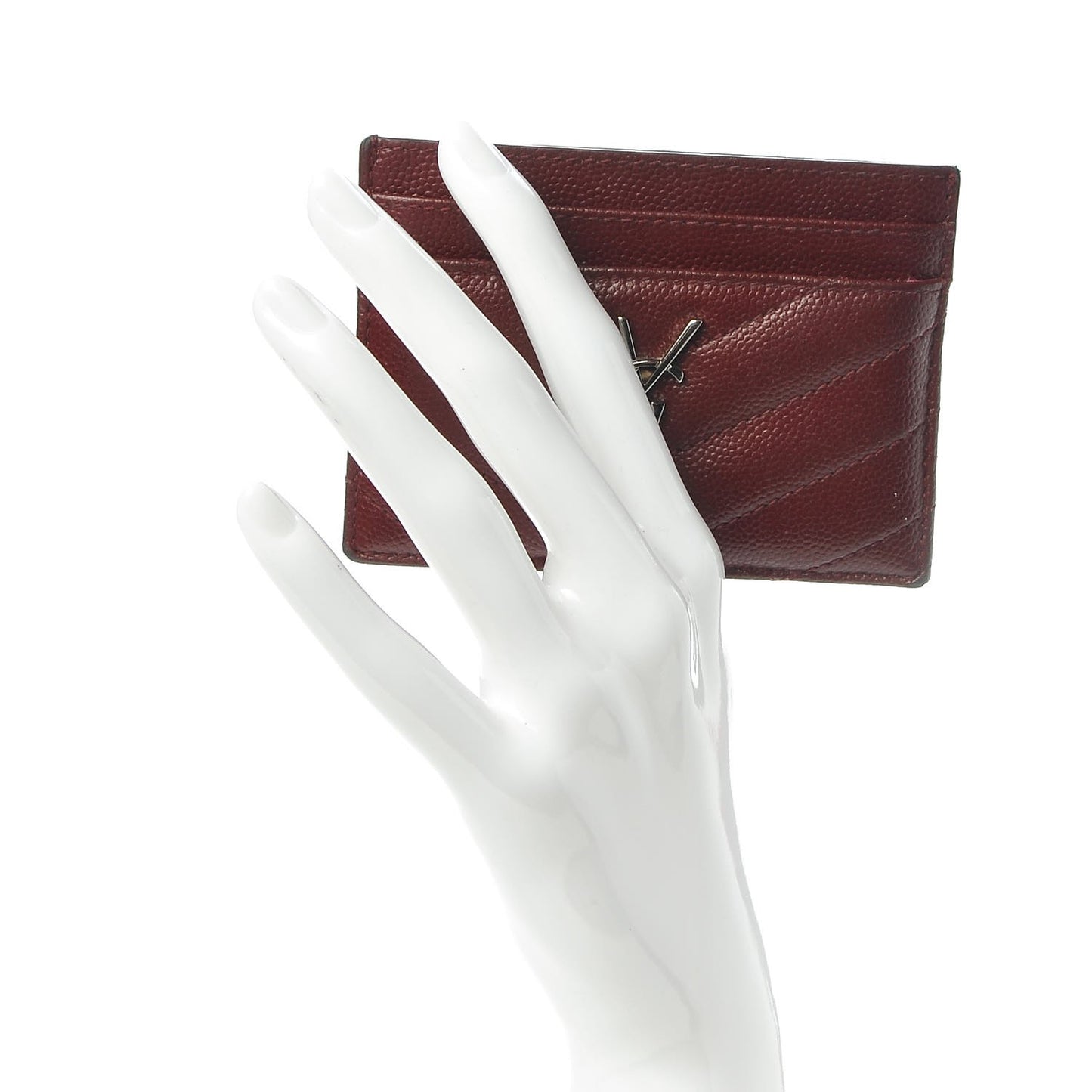 Grain De Poudre Matelasse Chevron Monogram Credit Card Case Palissandre