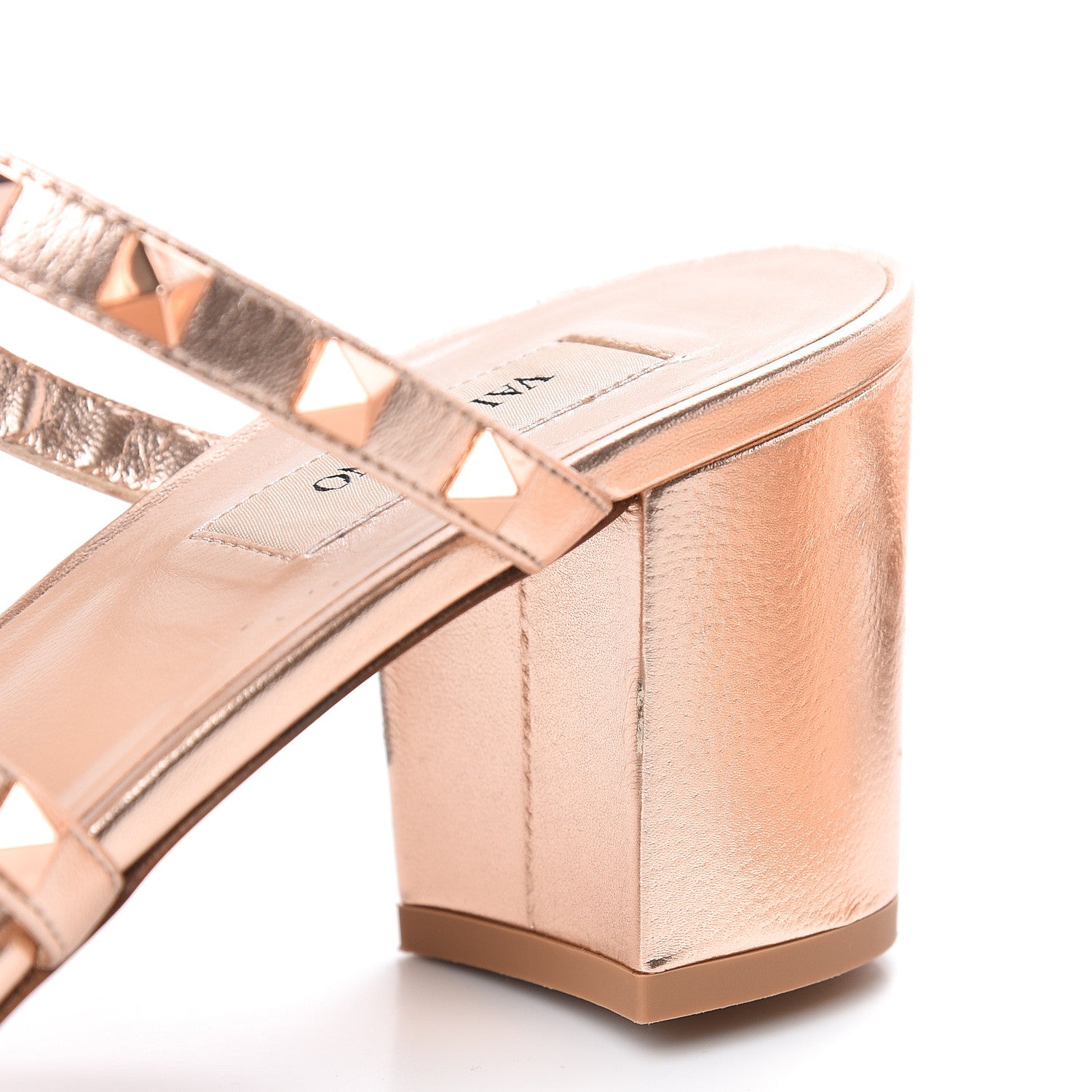 Valentino Garavani Metallic Nappa Rockstud 60mm Caged Slide Sandals 41 Rame 10 of 12