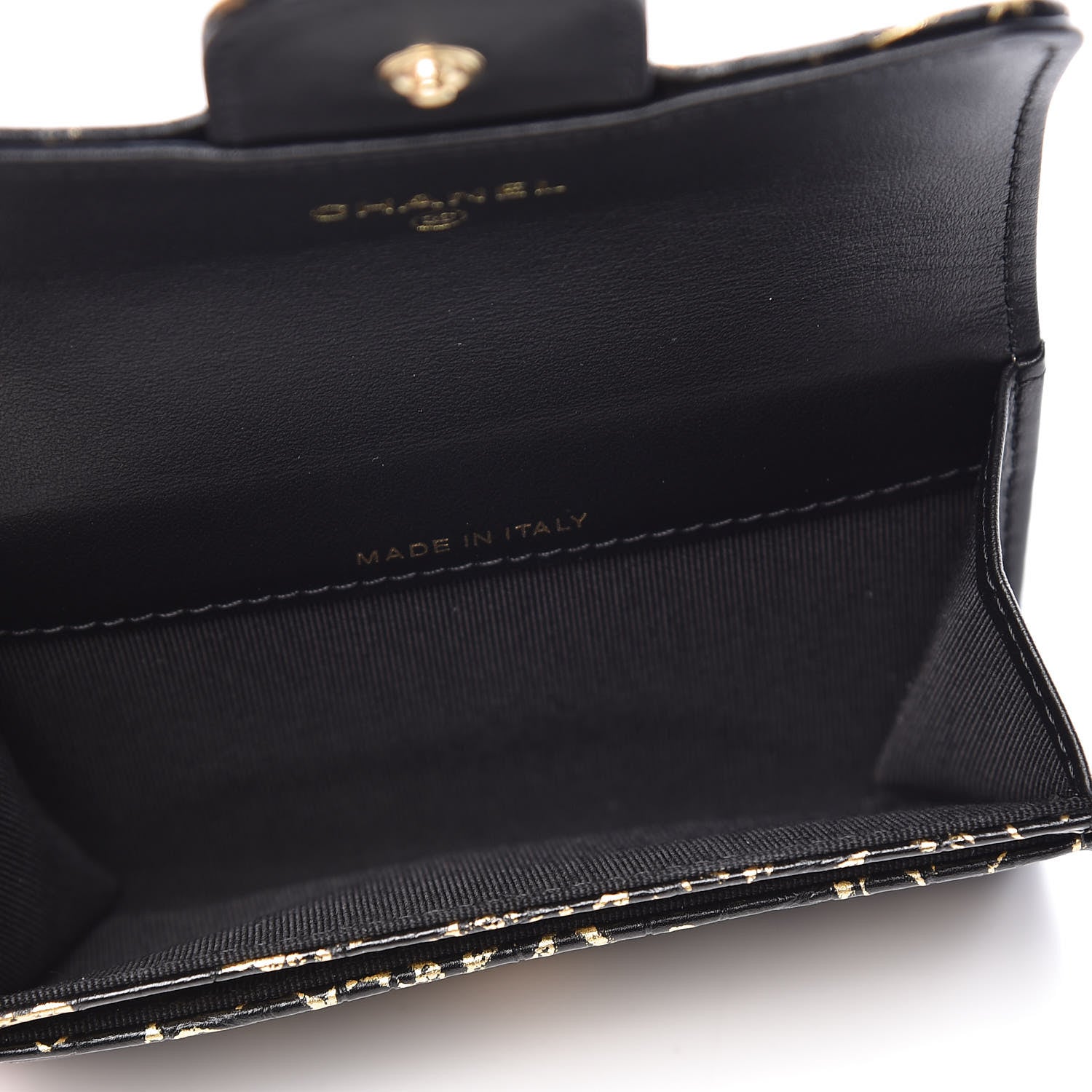Chanel Calfskin Crocodile Embossed Graffiti Reissue Card Holder Wallet Black Gold 5 of 8