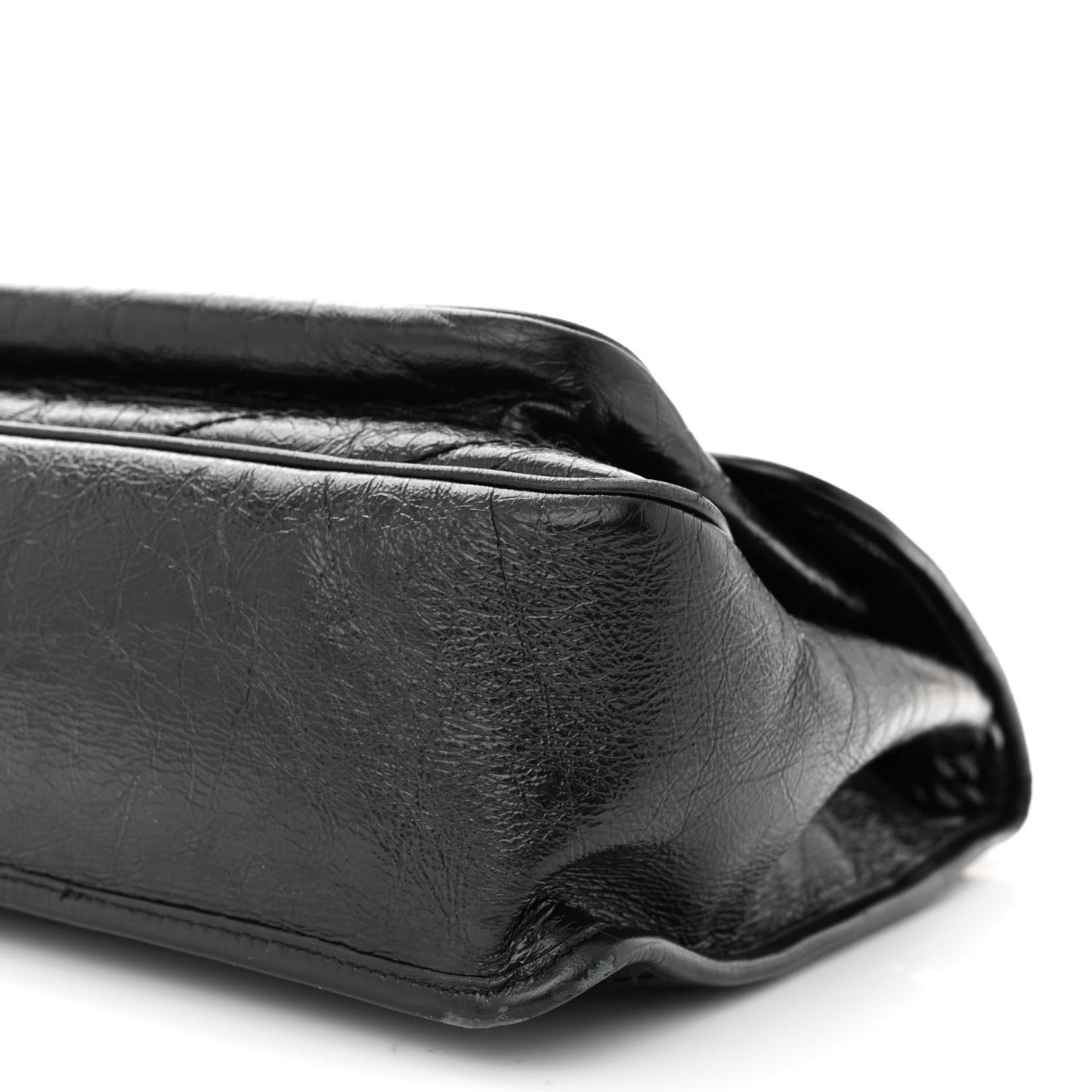 Crinkled Calfskin Matelasse Monogram Medium Niki Chain Satchel Black