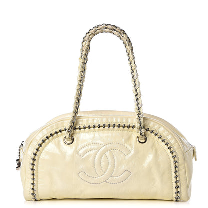 Chanel Patent Luxe Ligne Medium Bowler Ivory 1 of 17