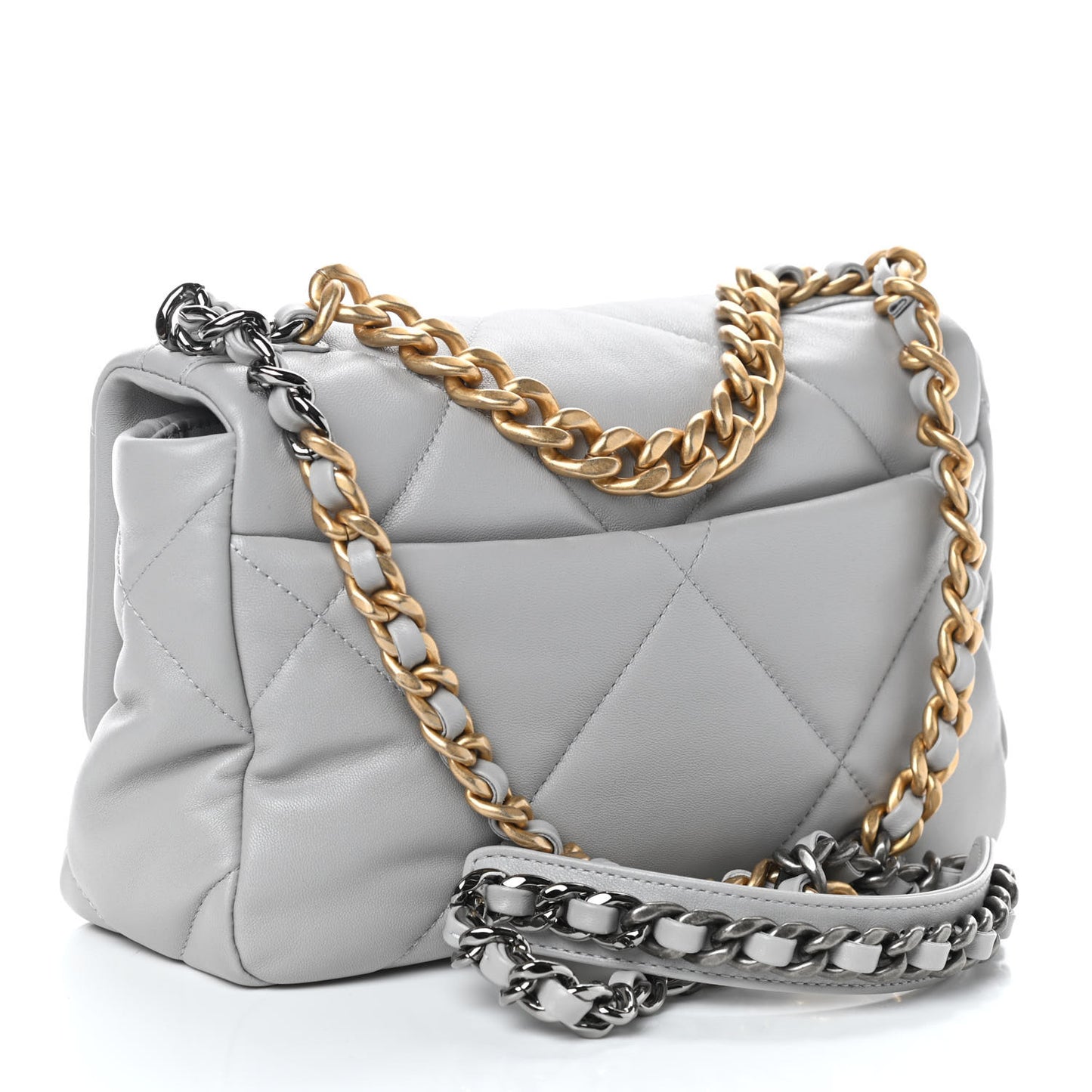 Lambskin Quilted Medium Chanel 19 Flap Grey