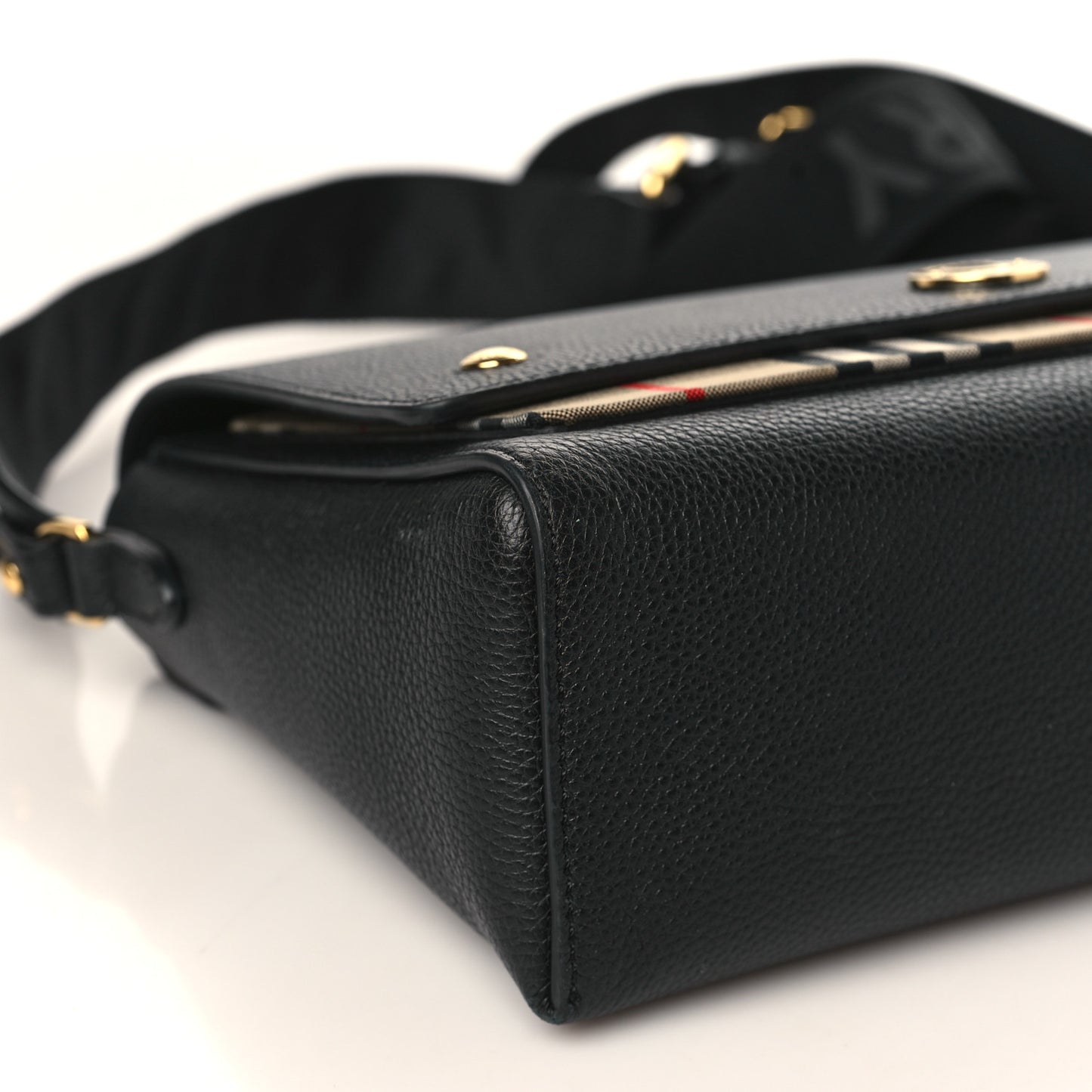 Grainy Calfskin Vintage Check Note Crossbody Bag Black