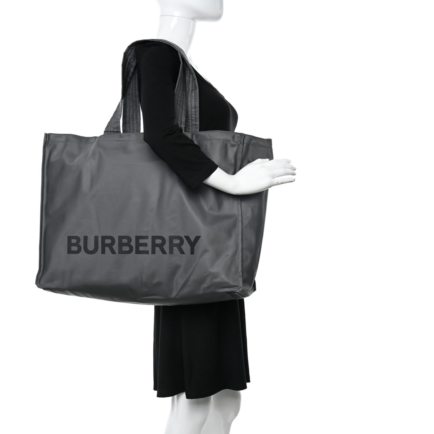 Nylon Logo Trench Tote Bag Grey