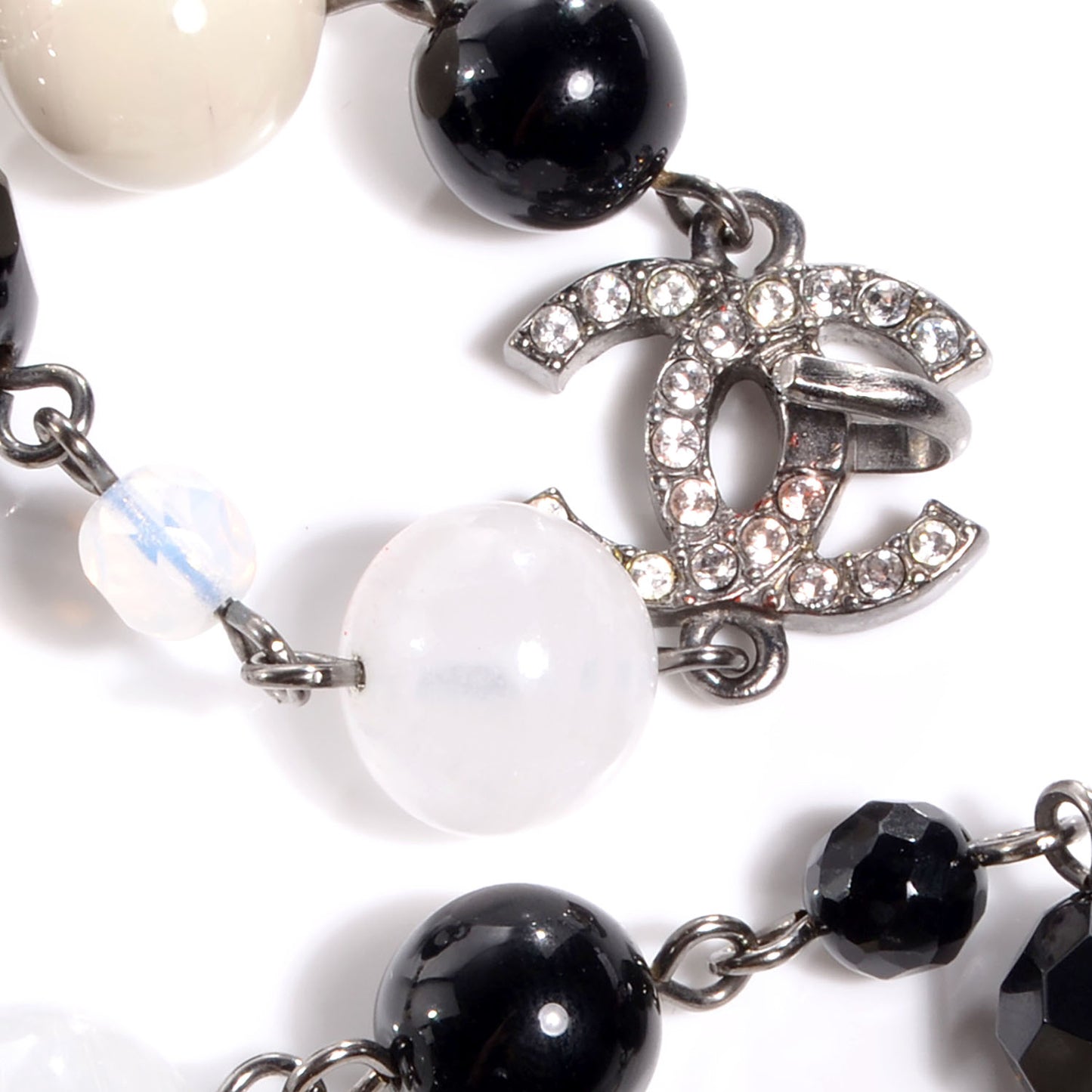 Pearl Crystal CC Beaded Long Necklace