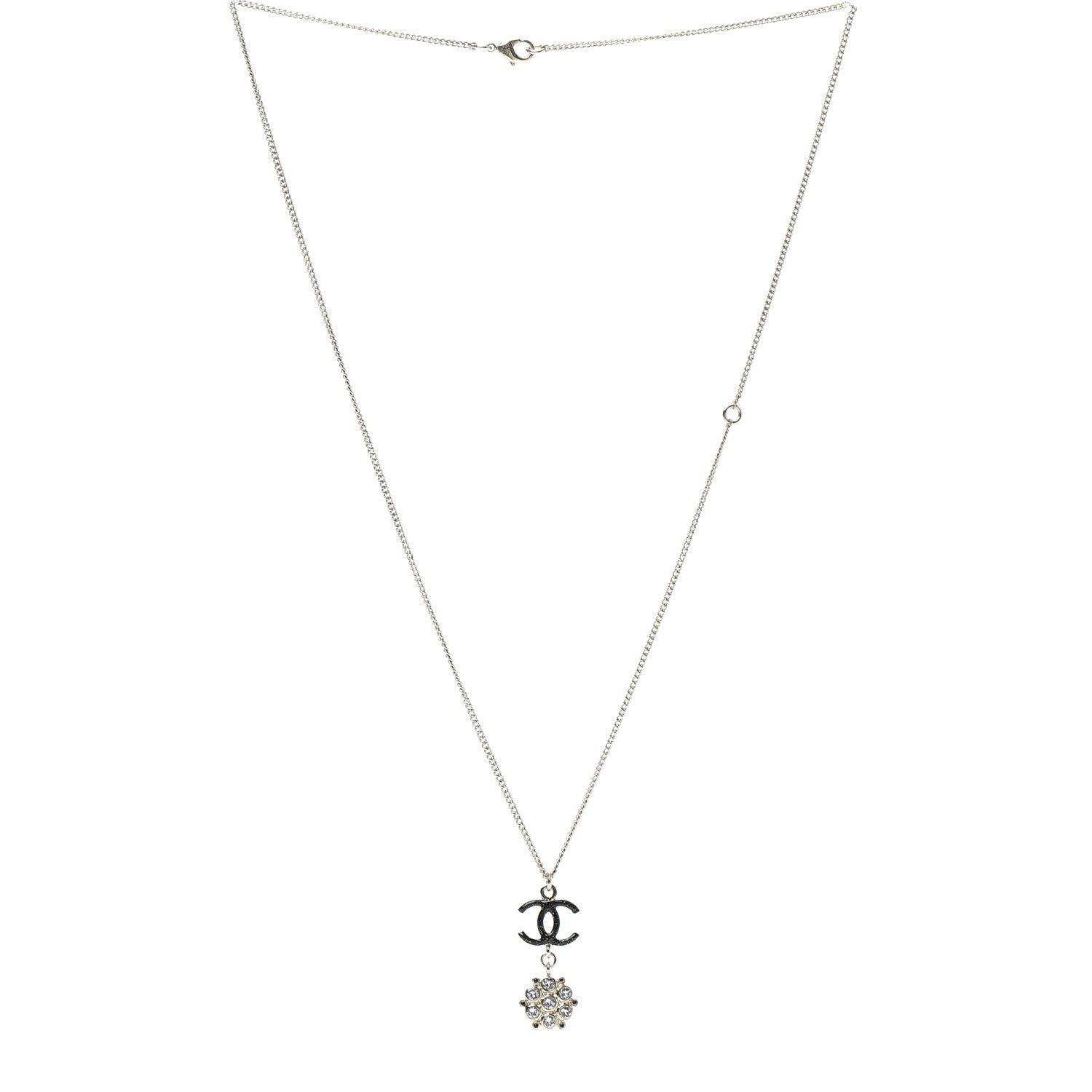 Chanel Crystal Enamel CC Pendant Necklace Gold 3 of 4