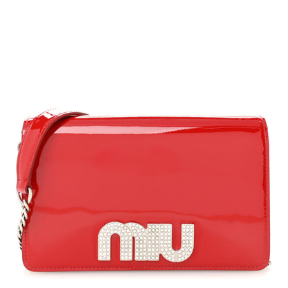 Miu Miu Vernice Crystal Wallet On Chain Rosso 1 of 10