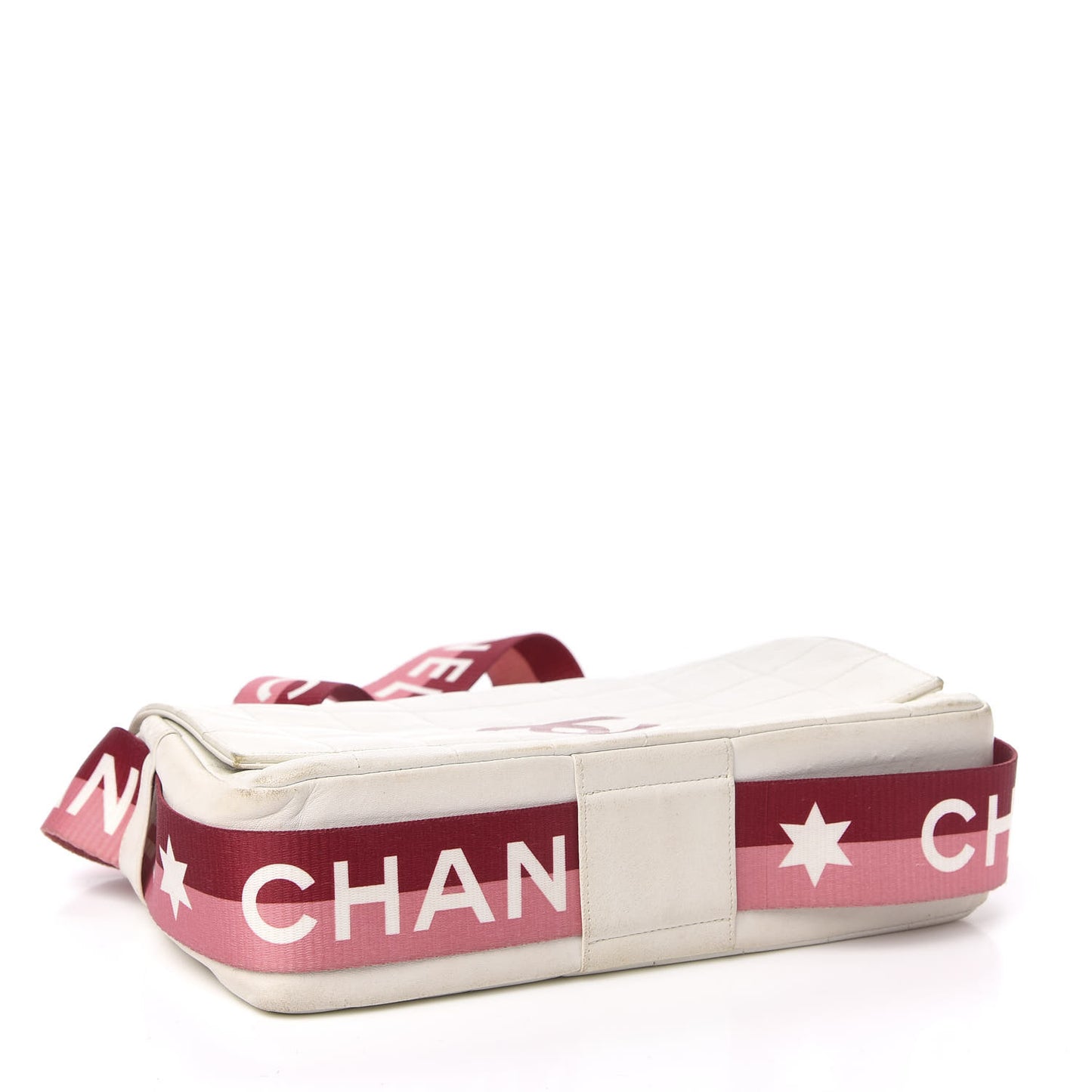 Lambskin Square Stitched Sport Flap White Red