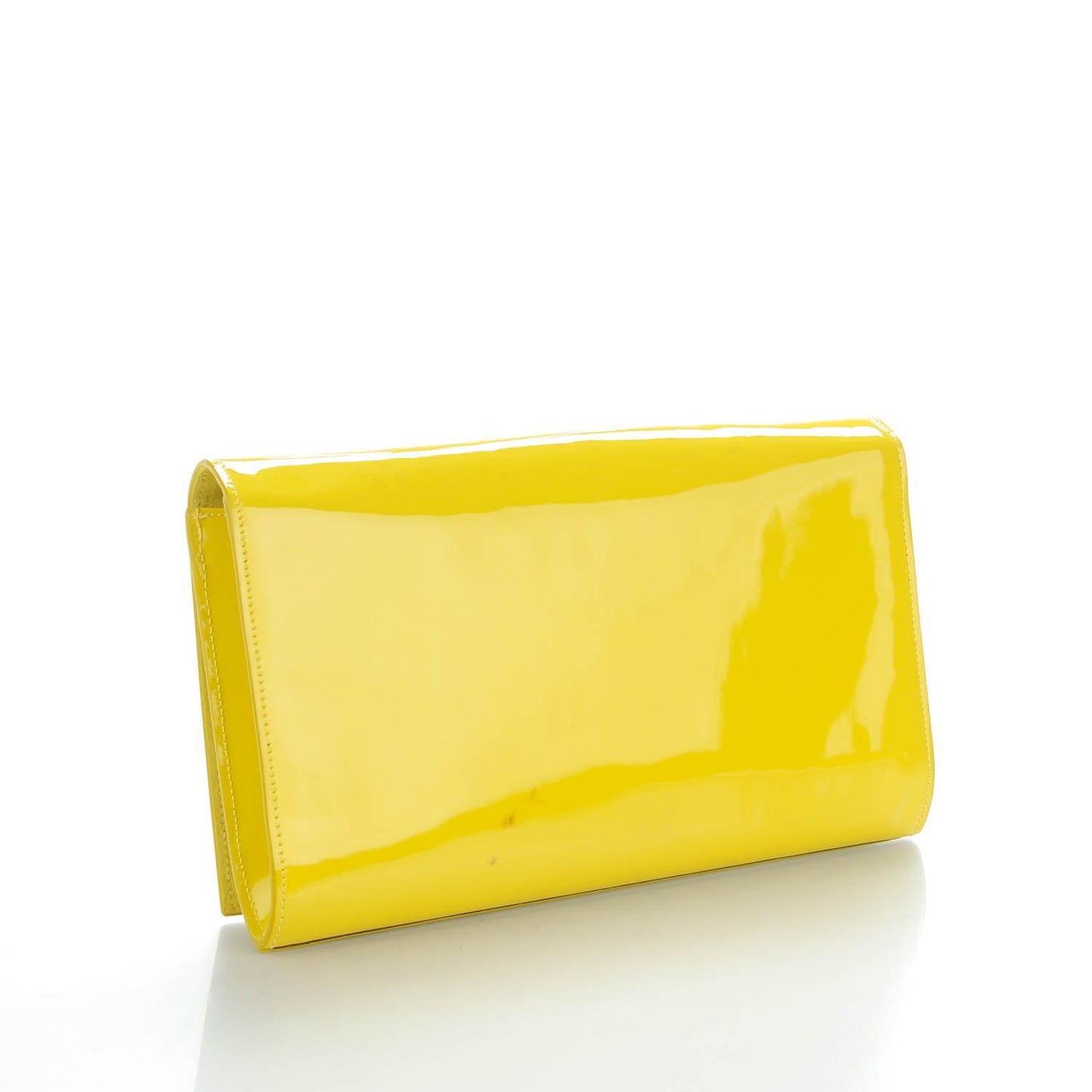 Patent Calfskin Monogram Large Belle De Jour Clutch Yellow