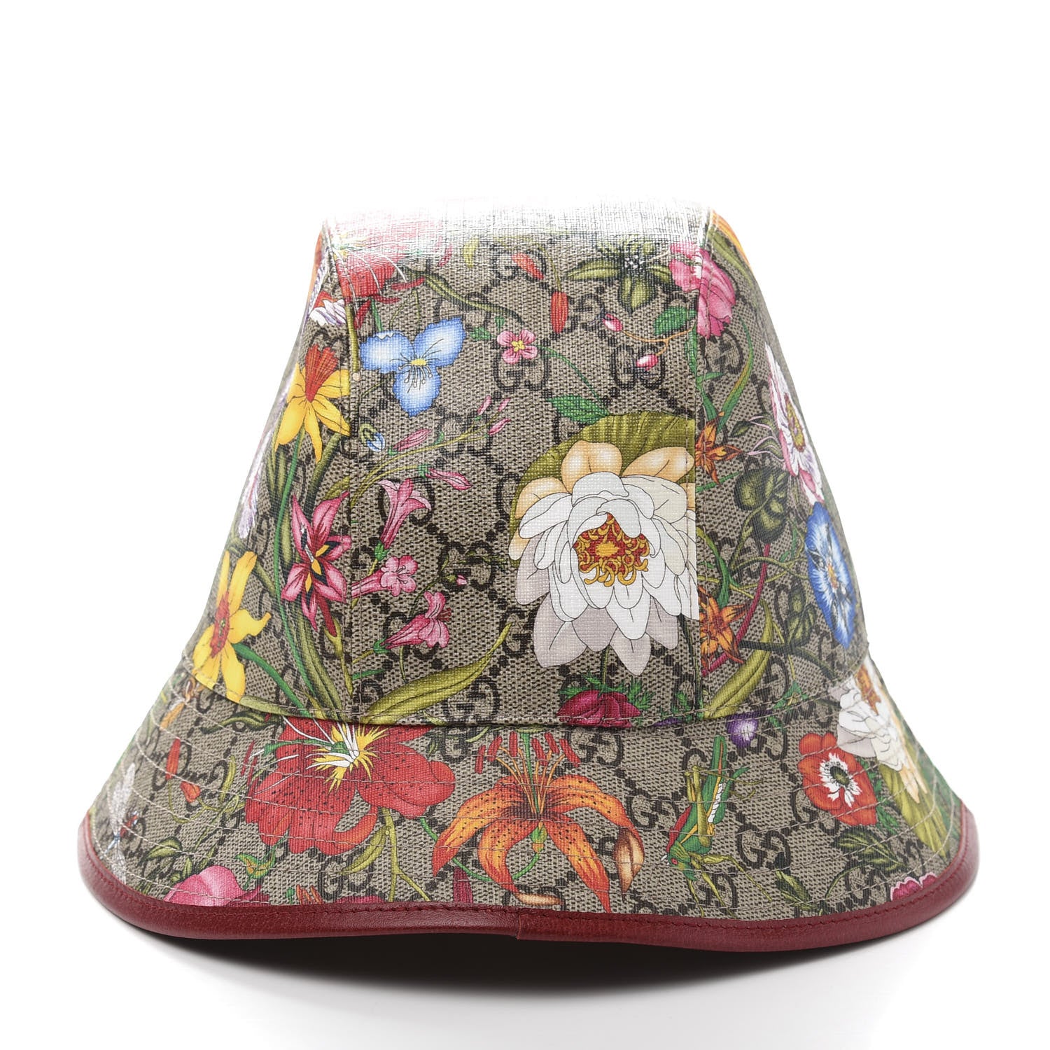 Gucci GG Supreme Monogram Flora Fedora Hat L Red 5 of 9