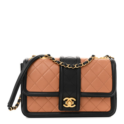 Chanel Lambskin Quilted Medium Elegant CC Flap Brown Black 1 of 13