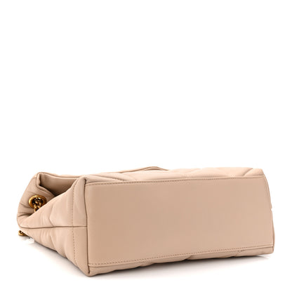 Saint Laurent Lambskin Quilted Small Loulou Puffer Monogram Chain Satchel Dark Beige 4 of 11